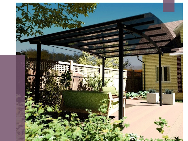 Навесы для террасы в Рыбинске от 13270 руб. под ключ | ПРОЛЁТ-Рбн