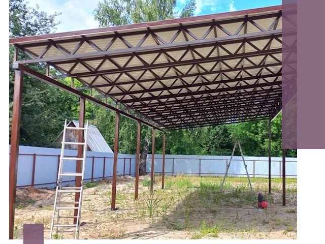 Односкатные навесы под ключ в Рыбинске — изготовление и монтаж