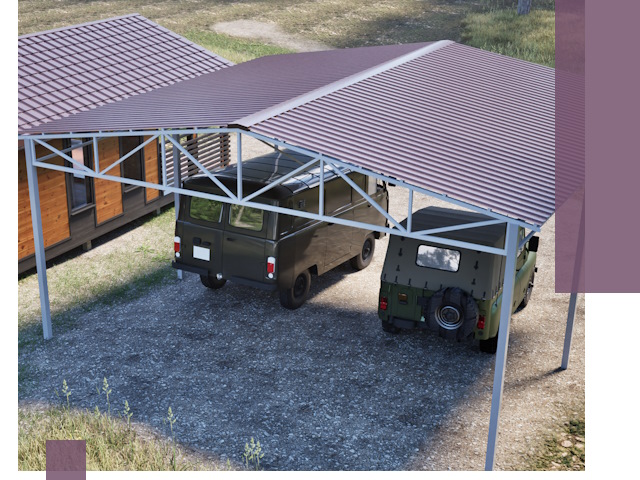 Двускатные навесы под ключ в Рыбинске — изготовление и монтаж